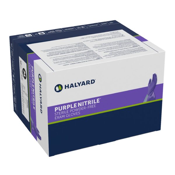 Purple Nitrile® Exam Gloves, Medium – Powder-Free, Textured Fingertips, Beaded Cuff, Sterile, 9.5 Inch Length - Image 3