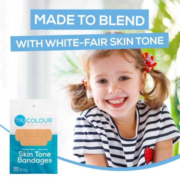 Tru-Colour Skin Tone Adhesive Bandages for Fair Skin Tones, Waterproof, 1 x 3 Inch, 30 Pack - Image 8