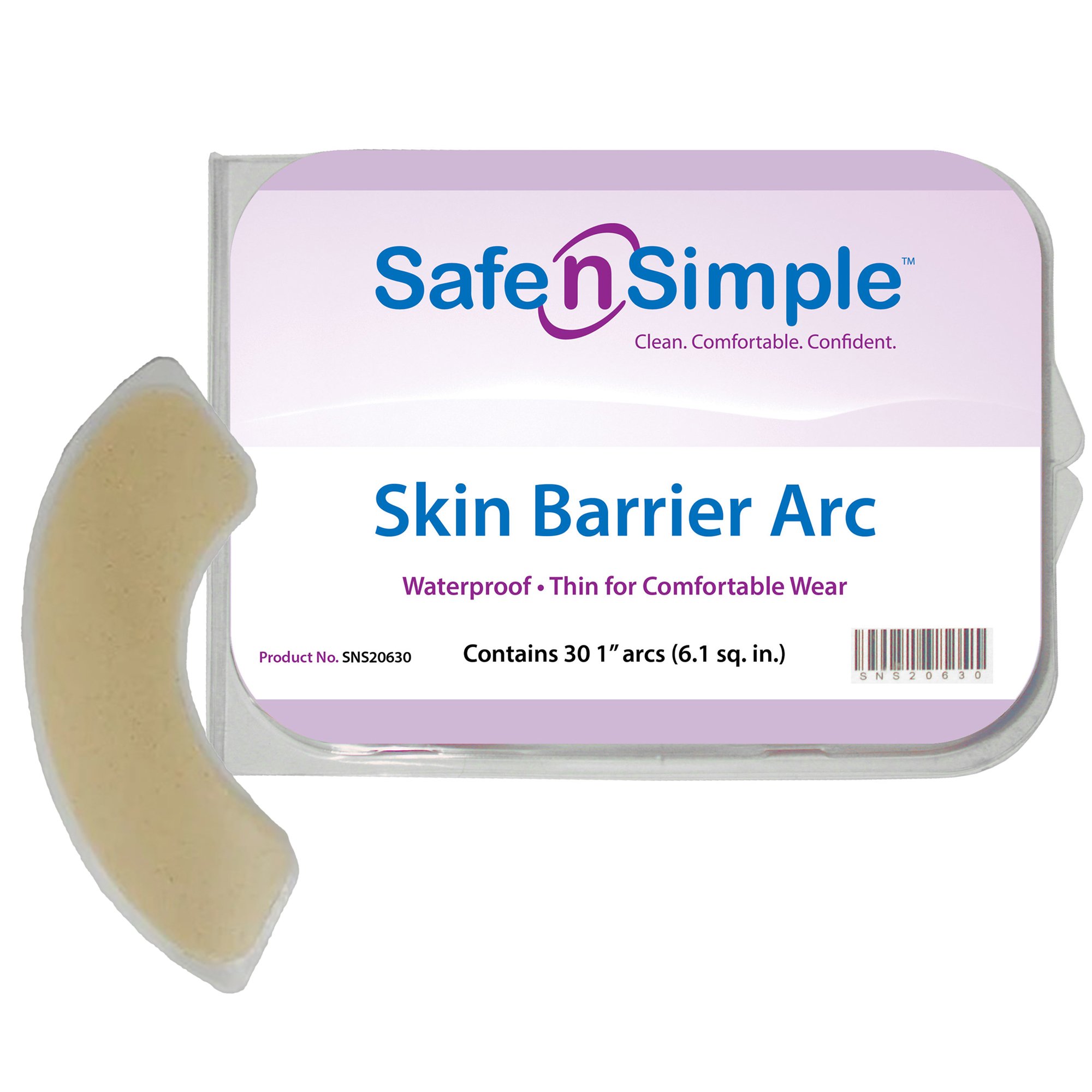 Safe n' Simple Skin Barrier Arc 1-Inch - Pack of 30 for Ostomy Care