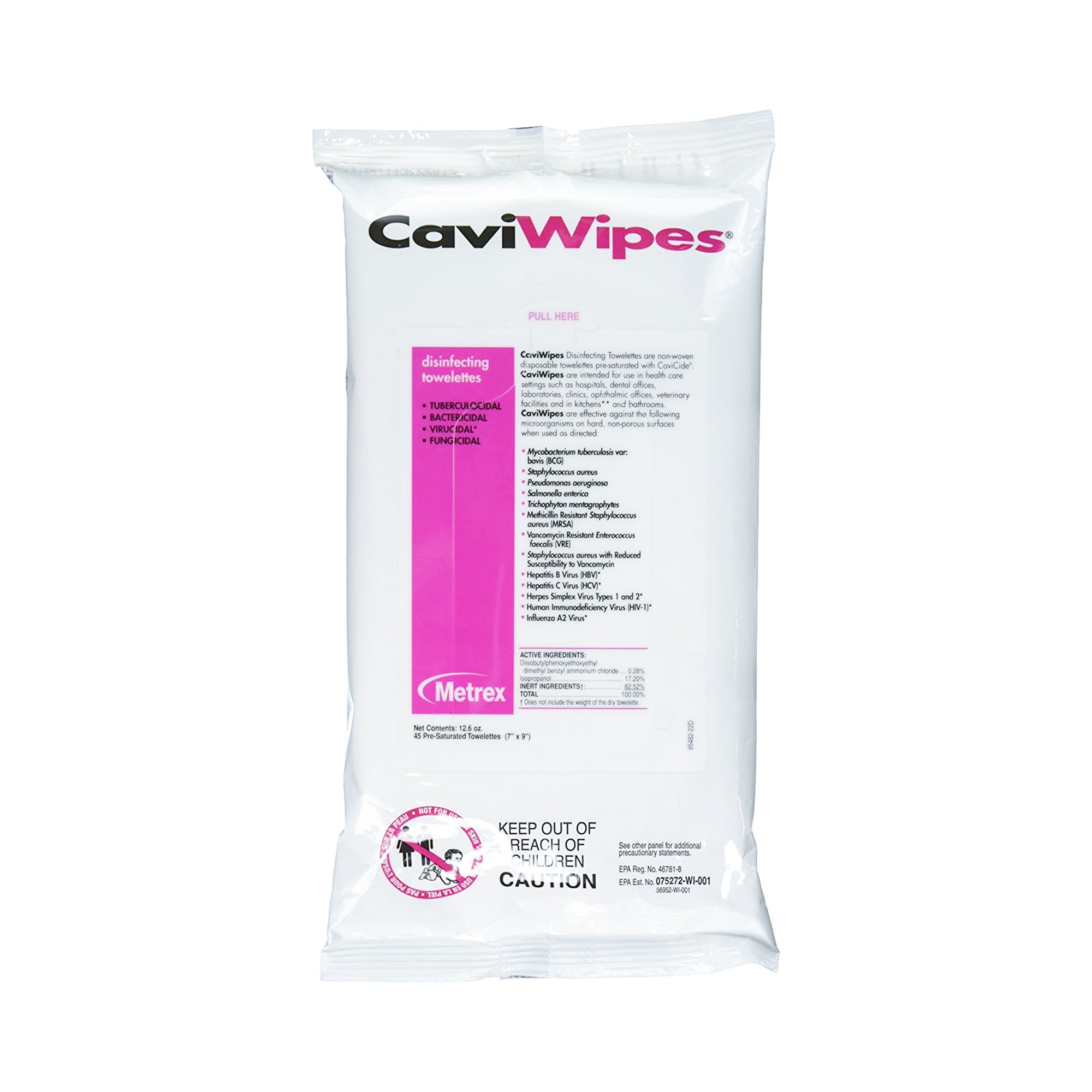 CaviWipes1 Surface Disinfectant Wipes – Alcohol-Based, Nonsterile, 45-Count Soft Pack