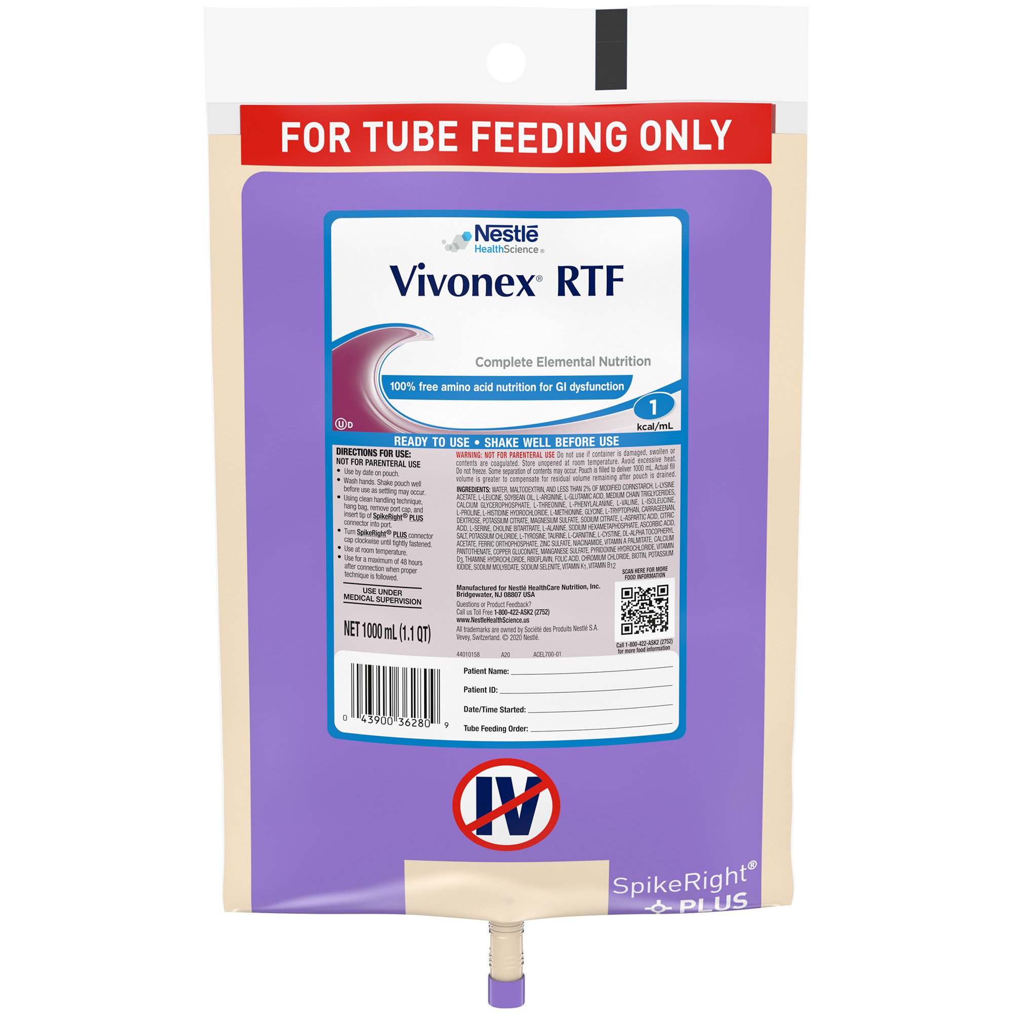 Vivonex? RTF Tube Feeding Formula, 33.8 oz - Complete Amino Acid Nutrition for Gastrointestinal Support