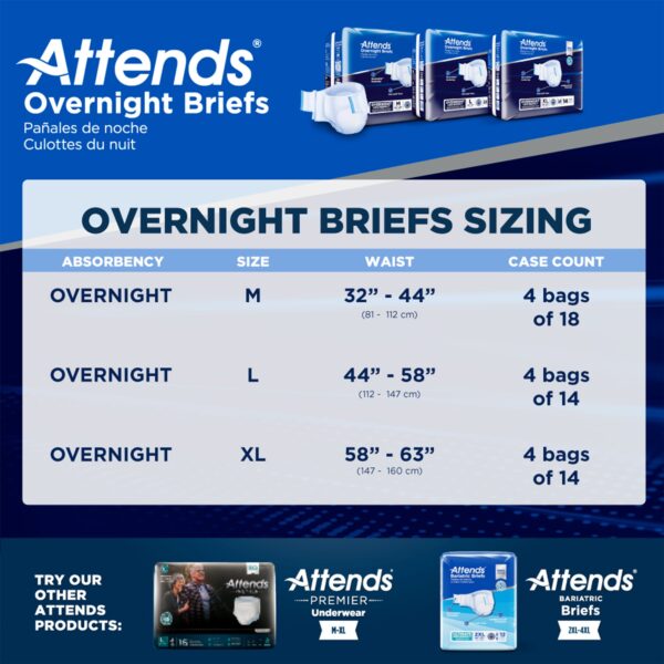 Attends® Overnight Incontinence Briefs Medium, Heavy Absorbency, Refastenable Tabs, Cloth-Like Backing - Image 6