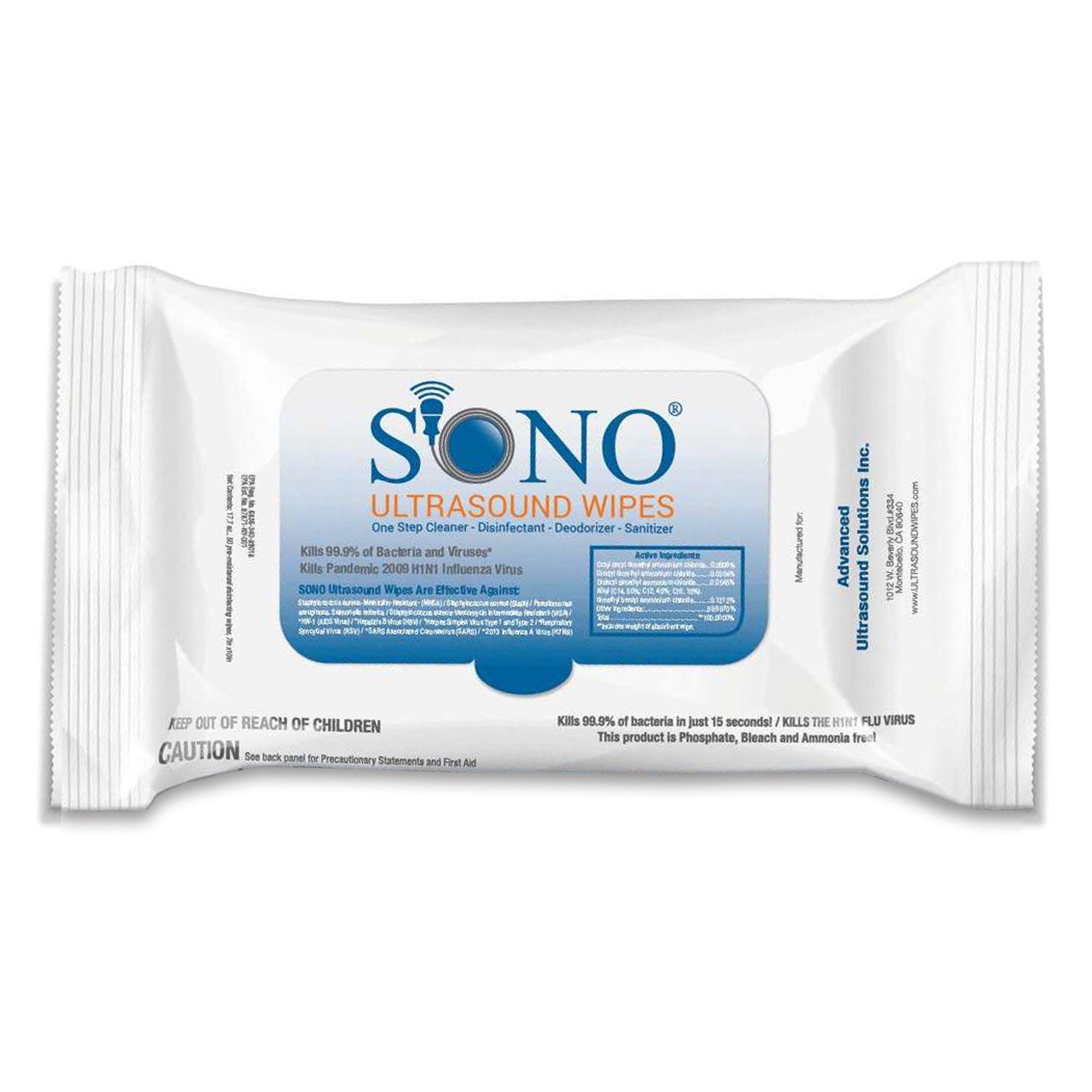 Sono® Premoistened Surface Disinfectant Cleaner Wipes - 50 Count Pack