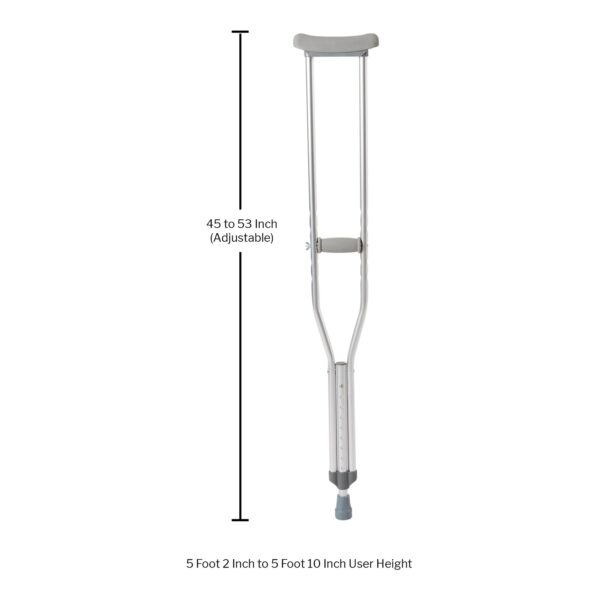 McKesson Adult Aluminum Underarm Crutches, 45 to 53 Inch Height Adjustment - Image 3
