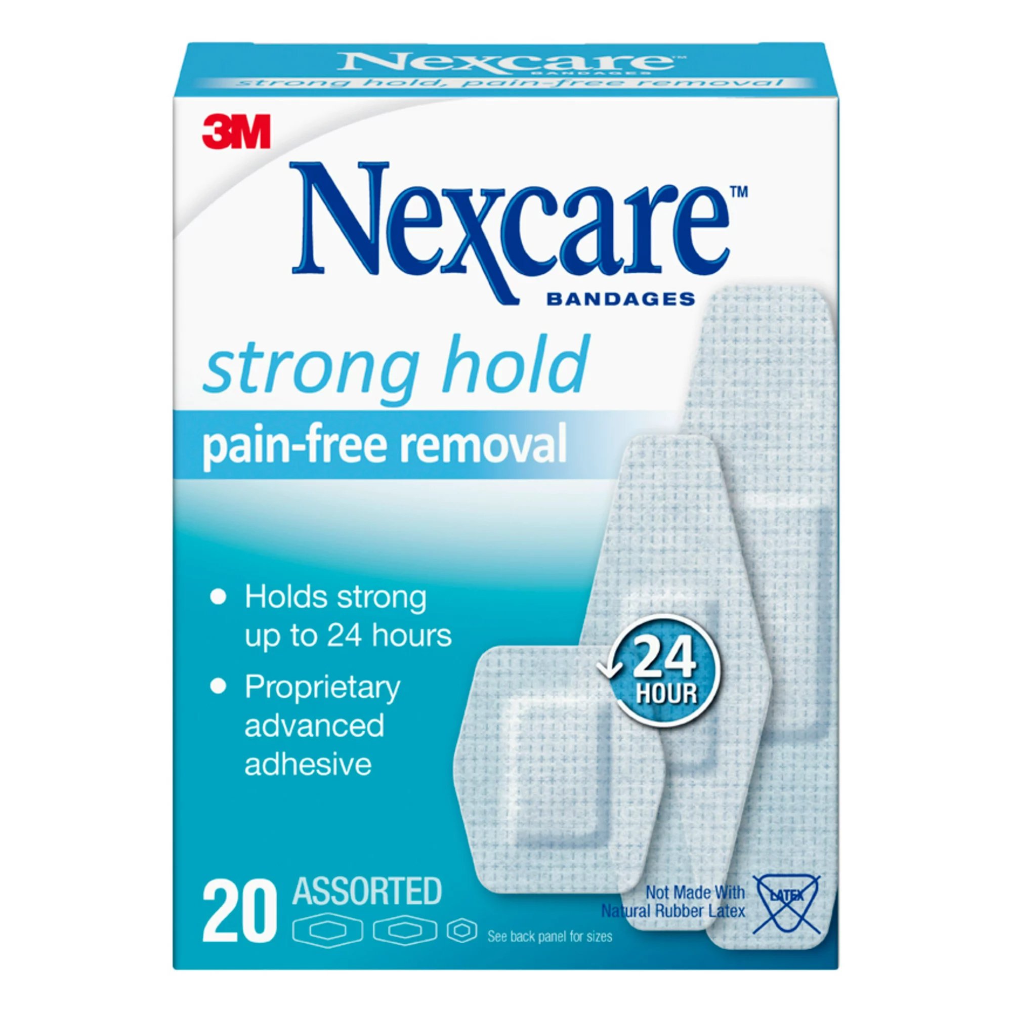 Nexcare* Sensitive Skin White Adhesive Strips - Assorted Sizes for Gentle, Long-Lasting Wound Care