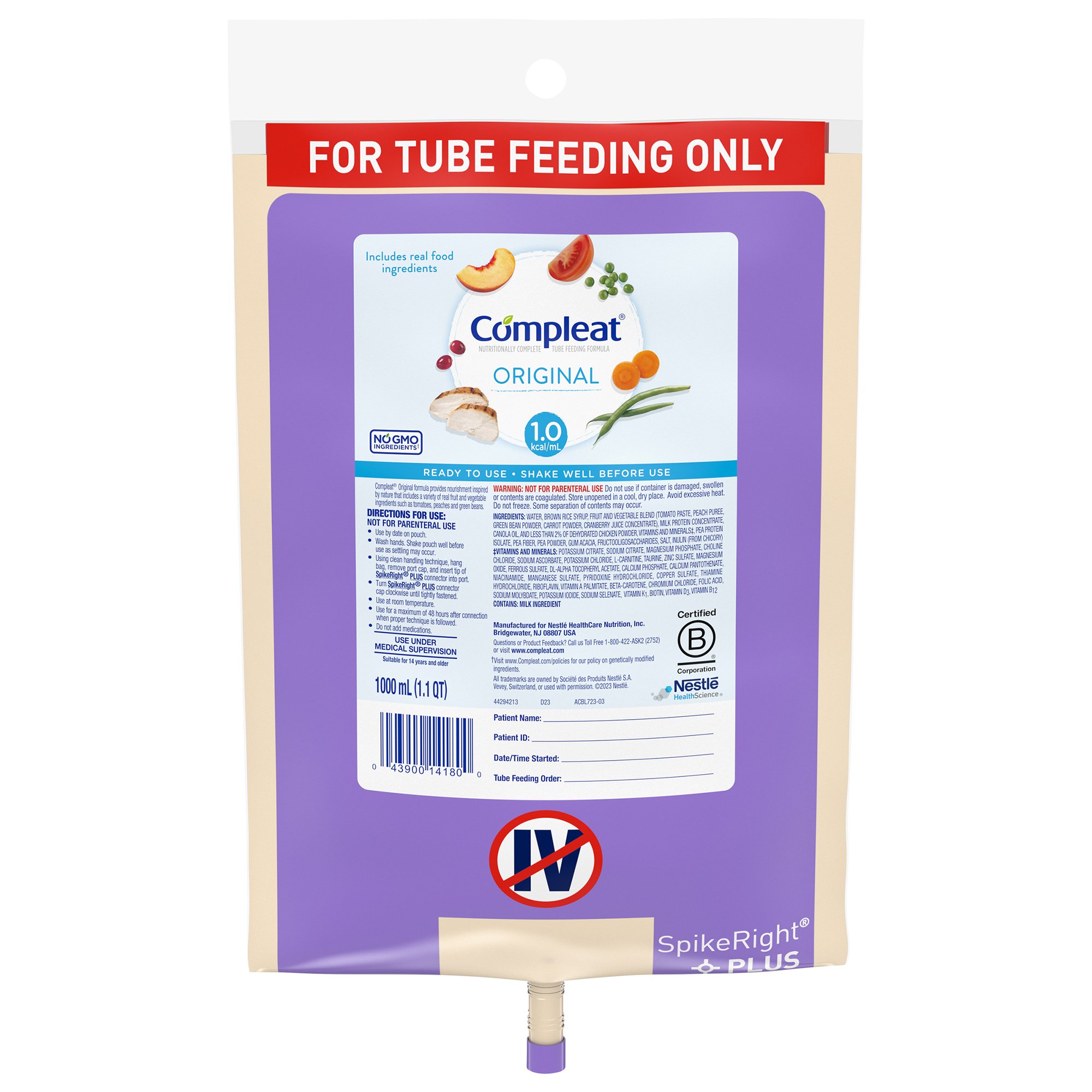 Compleat Original Nutritionally Complete Tube Feeding Formula - 1000 mL Ready-to-Hang Container