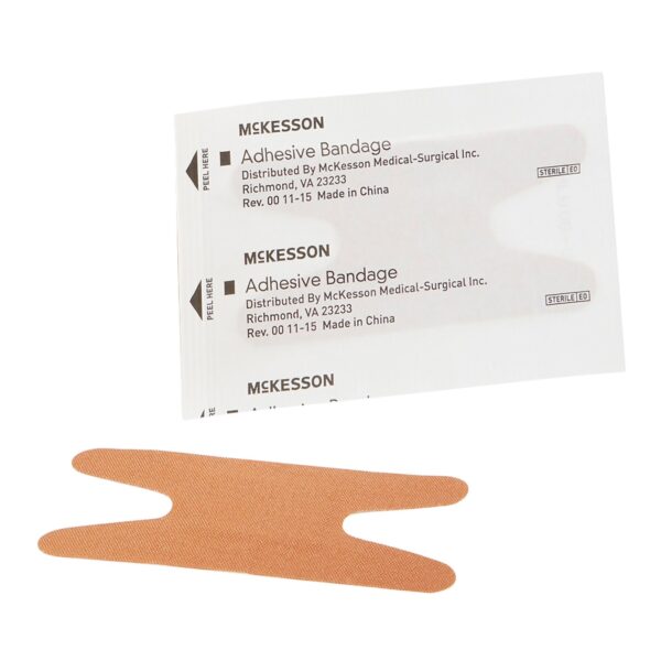 McKesson Knuckle Adhesive Bandage, 1-1/2 x 3 Inches, Tan, Sterile, Flexible Fabric Cover - Image 2