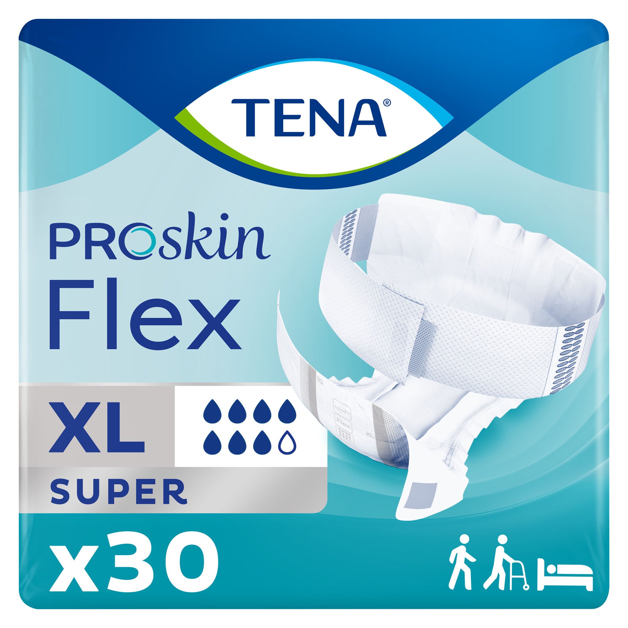 TENA ProSkin Flex Super Belted Incontinence Briefs, Extra Large (Size 20, 41-61 Inch Waist) - Heavy Absorbency, Breathable, FSA Eligible