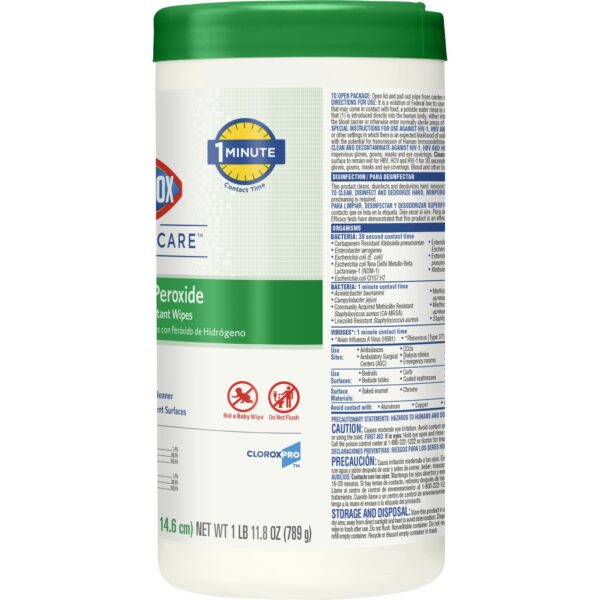 Clorox Healthcare® Hydrogen Peroxide Cleaner Disinfectant Wipes, Canister (155 Count) - Image 4