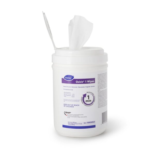 Diversey Oxivir 1 Surface Disinfectant Wipes – Fast-Acting, Hydrogen Peroxide Based, 6 x 7 Inch, 160 Count Canister - Image 2