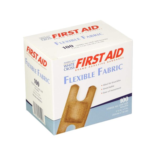 American White Cross Adhesive Bandage, 1-1/2 x 3 Inches - Knuckle Shape, Sterile Fabric Wound Care - Image 2