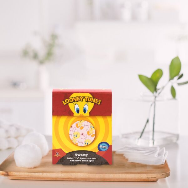 Looney Tunes* Stat Strip? Adhesive Spot Bandage, 7/8 Inch Round - Tweety Bird Kid Design - Image 6