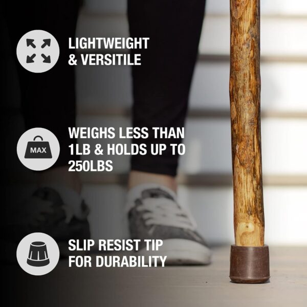 Brazos* Assorted Hardwood Rustic Walking Stick - 41 Inch American Hardwood Cane with Leather Loop and Rubber Ferrule - Image 7