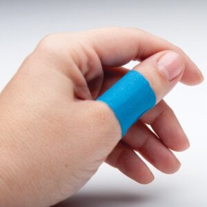 American White Cross Metal Detectable Adhesive Bandage - 1-1/2 x 3 Inches, Blue, Sterile, Knuckle Shape
