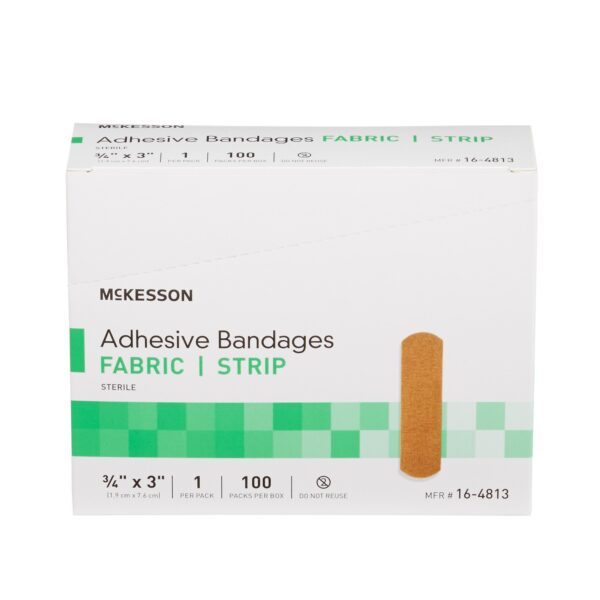 McKesson Tan Adhesive Bandage, 3/4 x 3 Inch * Flexible Fabric Wound Care Strip - Image 5