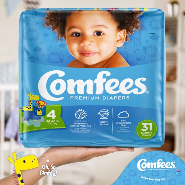 Comfees? Size 4 Baby Diapers with Refastenable Tabs * 31 Count, Unisex - Image 6