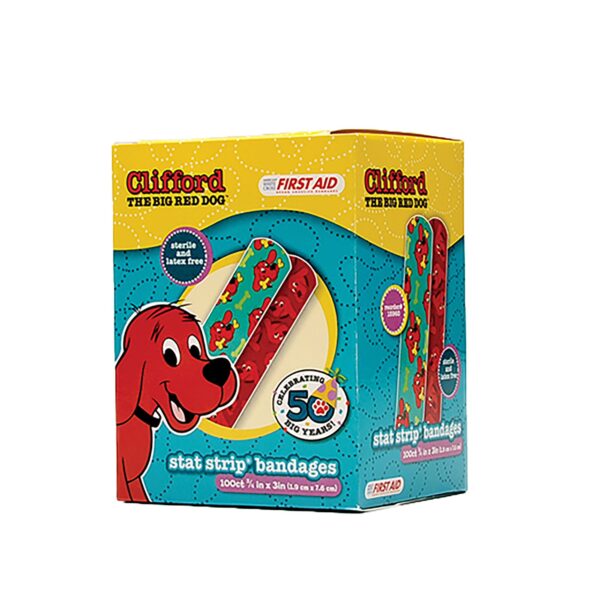 American? White Cross Stat Strip? Clifford the Big Red Dog Adhesive Bandages, 3/4 x 3 Inches, Sterile, Kid-Friendly Design - Image 2