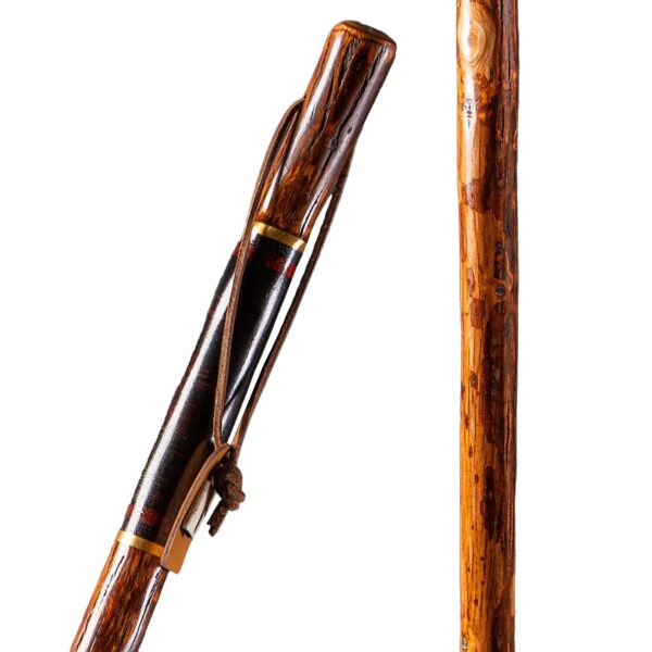Brazos* Exotic Leather Safari Hickory Rustic Walking Stick, 55-Inch - Image 2
