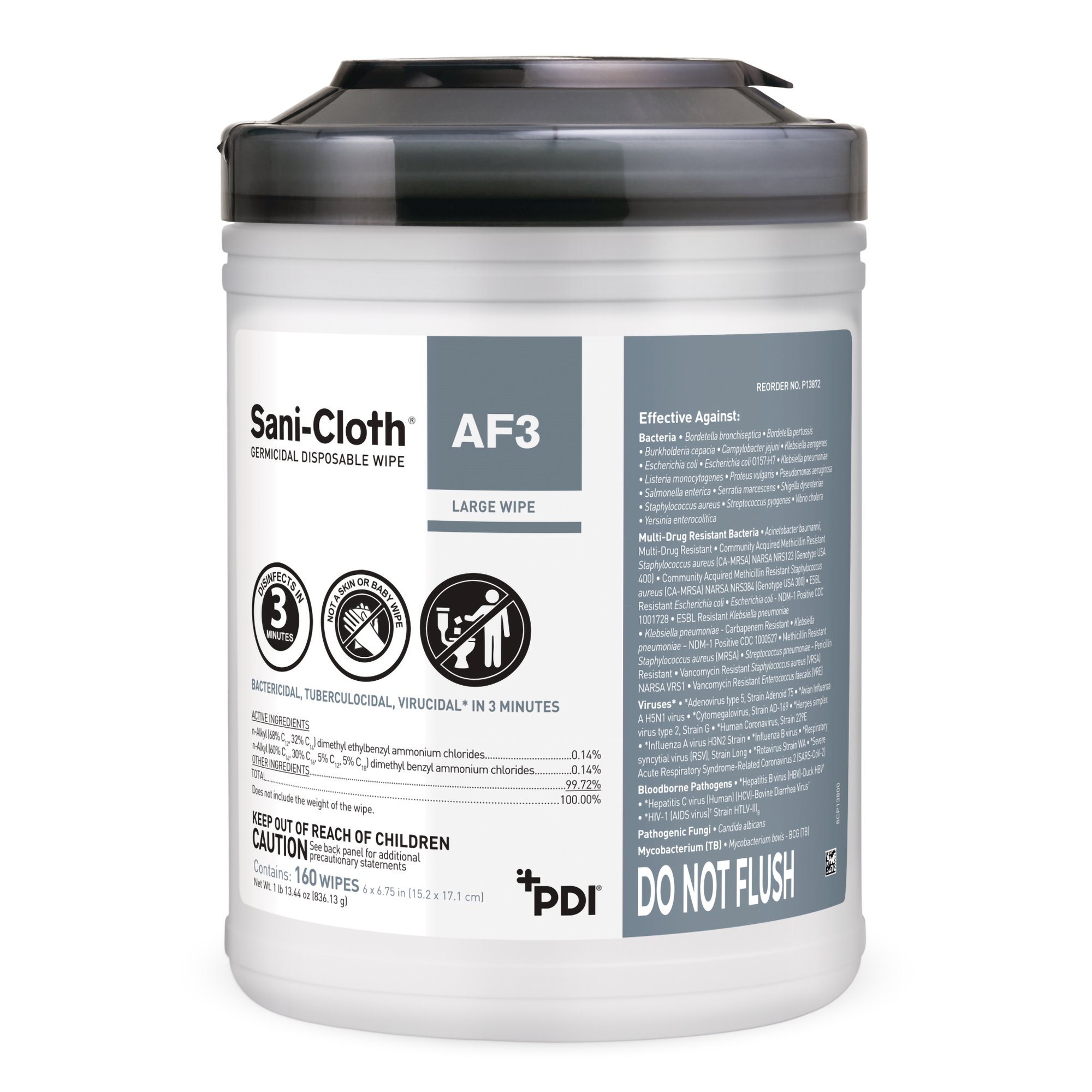 Sani-Cloth® AF3 Germicidal Large Disinfectant Wipes - 160 Count, Canister