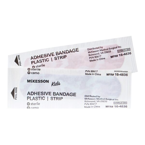 McKesson Kids* Kid Design Blue / Pink Camo Adhesive Bandage, 3/4 x 3 Inches - Image 2