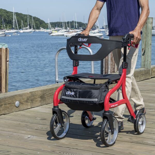 Drive Nitro Sprint Red 4-Wheel Adult Rollator with Aluminum Frame and 10-Inch Casters - Image 7