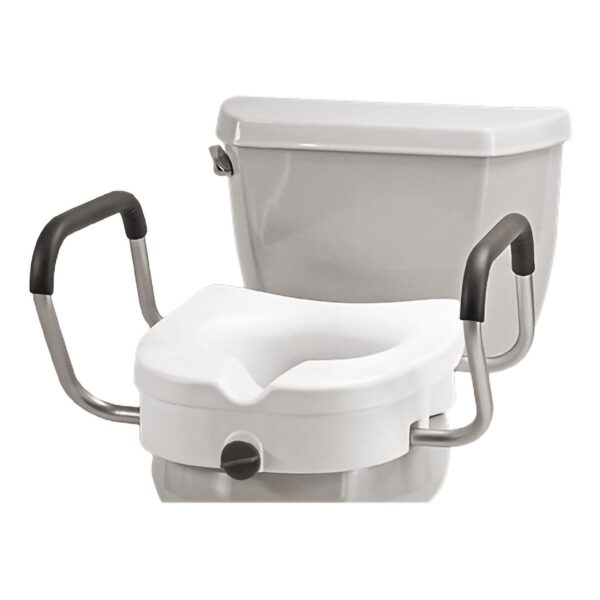 Nova Ortho-Med Raised Toilet Seat with Detachable Arms - 5 Inch Height, White - Image 2