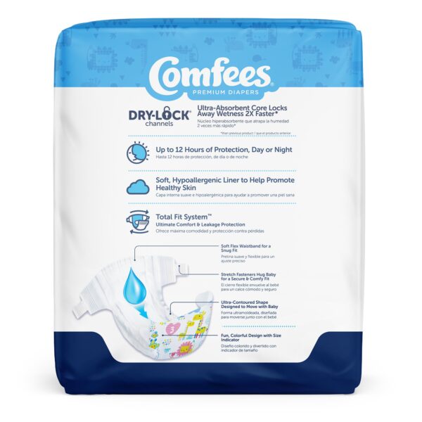 Comfees Size 3 Baby Diapers with Refastenable Tabs, 36 Count - Kid Design, Moderate Absorbency - Image 3