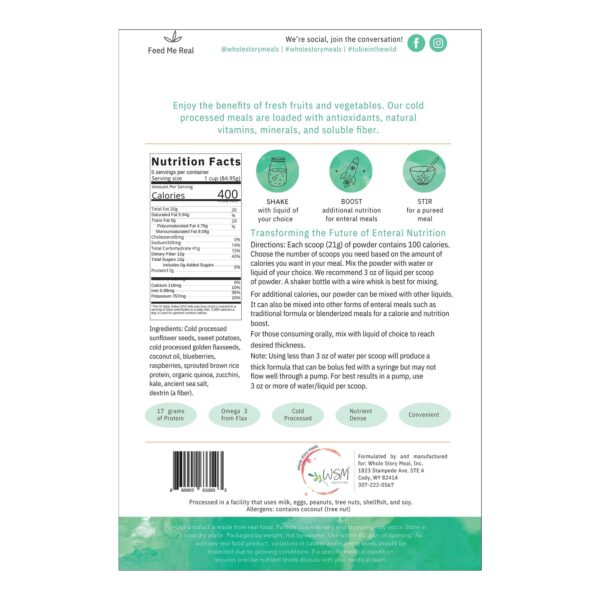 Whole Story Meals Powdered Kale, Quinoa & Berries Oral Supplement * 16 oz Pouch - Image 2