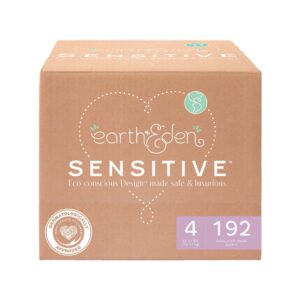 Earth & Eden Sensitive Baby Diapers Size 4 * Heavy Absorbency, 192 Count