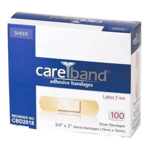 Careband* Sheer Adhesive Bandage 3/4 x 3 Inches for Wound Care