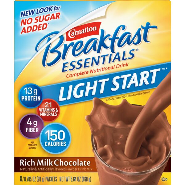 Carnation Breakfast Essentials Light Start Chocolate Nutritional Drink Mix - 8 Packets - Image 5