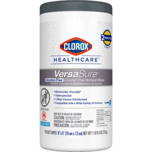 Clorox Healthcare VersaSure Disinfectant Wipes Canister – Alcohol-Free, Quaternary Ammonium Formula, 150 Count