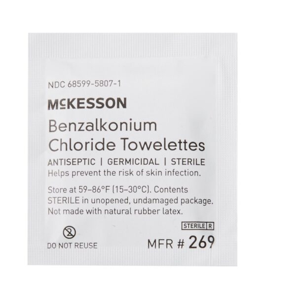 McKesson Benzalkonium Chloride Antiseptic Skin Wipes – 5 x 7 Inch Sterile Towelettes (100 Count) - Image 4