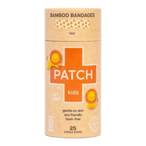 Patch Kids Lion Design Adhesive Bandages - 3/4 x 3 Inch Eco-Friendly Bamboo Wound Care