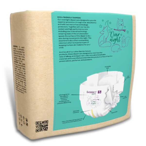 Bambo? Nature Overnight Diapers Size 5 * Heavy Absorbency Baby Diaper with Refastenable Tabs - Image 5