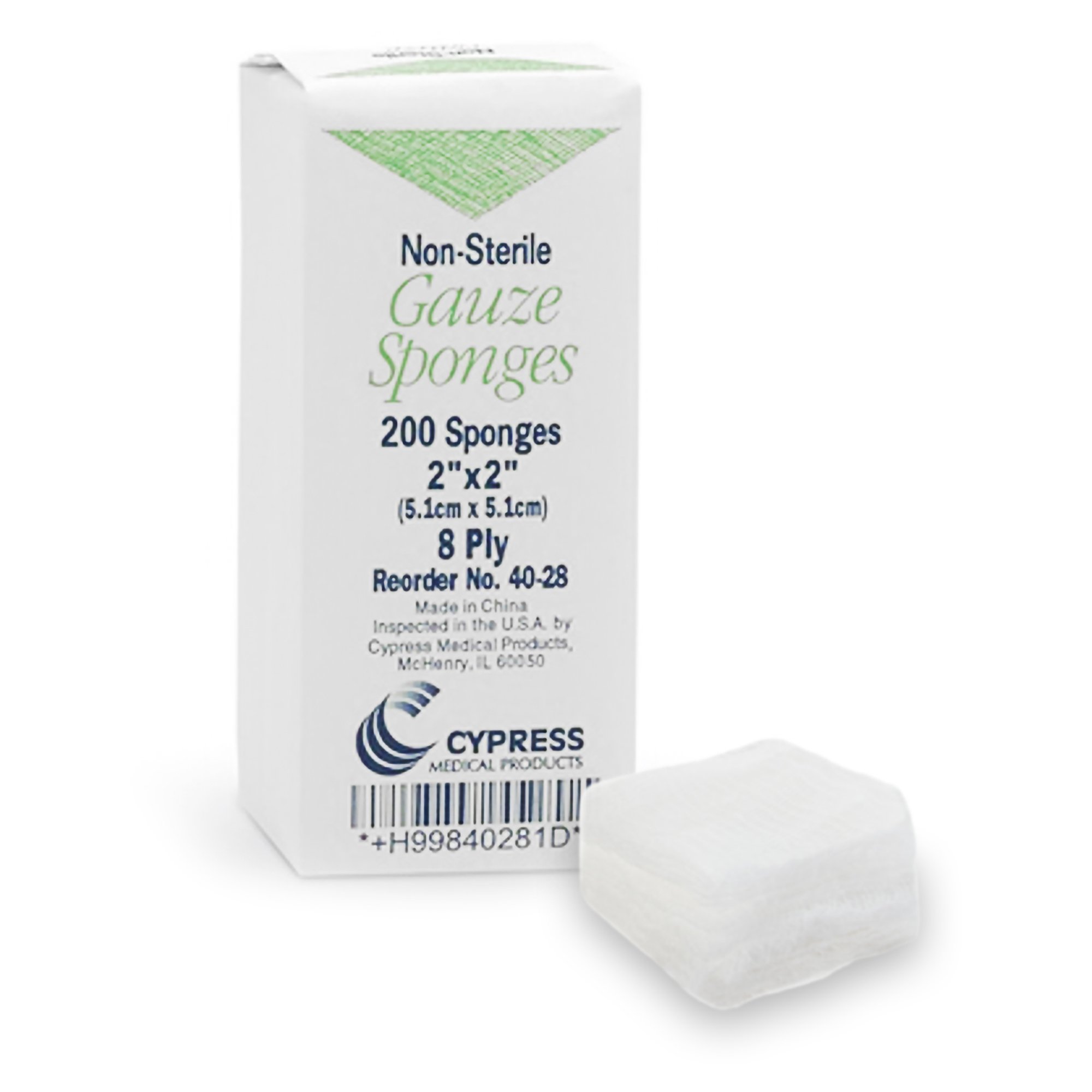 McKesson Cypress Gauze Sponge 2 x 2 Inch, 8-Ply Nonsterile Cotton Dressing