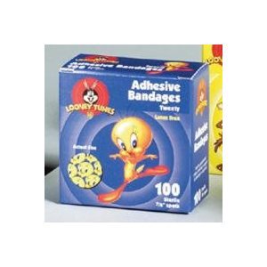 Looney Tunes* Adhesive Spot Bandage, 7/8 Inch Round - Kid-Friendly Taz & Tweety Design