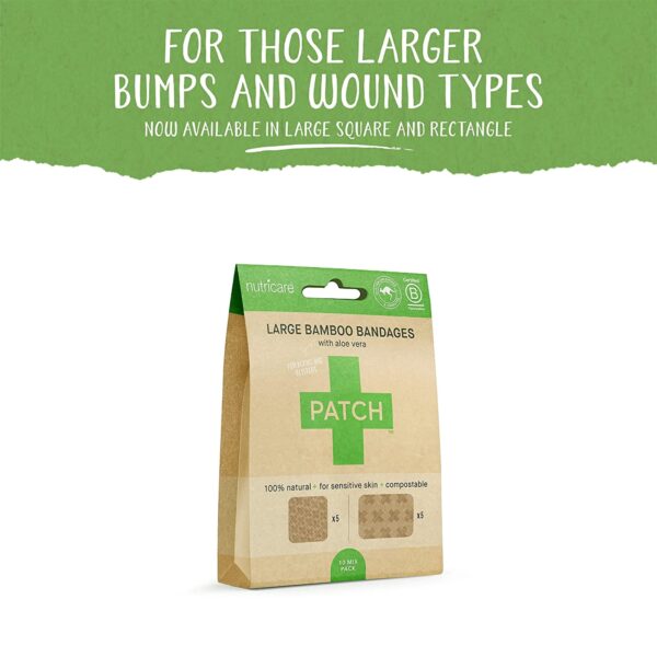 Patch* Adhesive Bandages with Aloe Vera * 2 x 3 Inch and 3 x 3 Inch Sizes, Sterile, Bamboo Material - Image 2