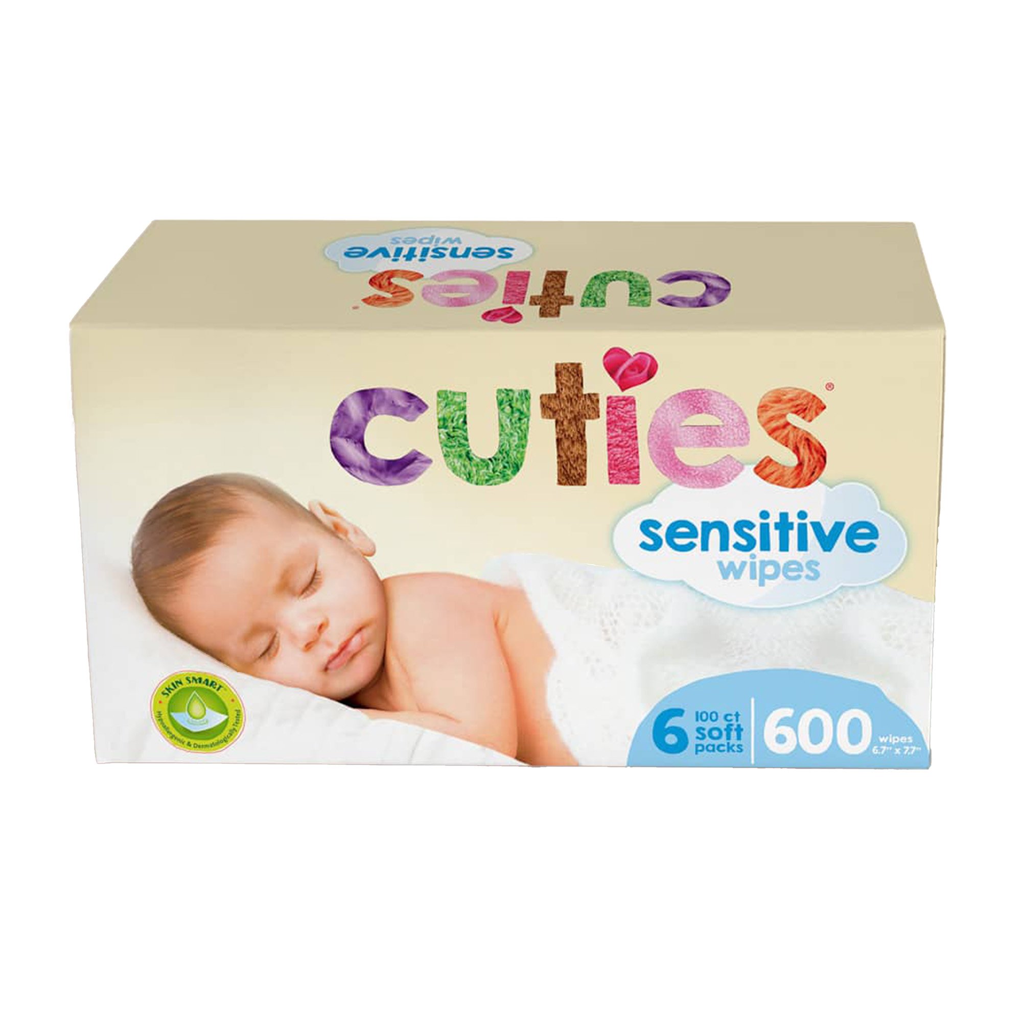 Cuties Sensitive Baby Wipes Soft Pack with Aloe and Vitamin E - Unscented, 72 Count per Pack