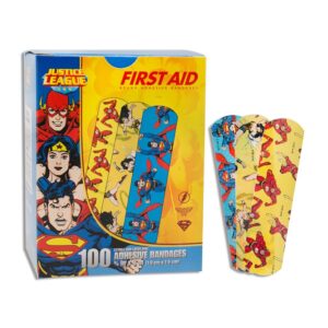Stat Strip American Kid Design Adhesive Bandages with Superman, Wonder Woman, and Flash - 3/4 x 3 inches