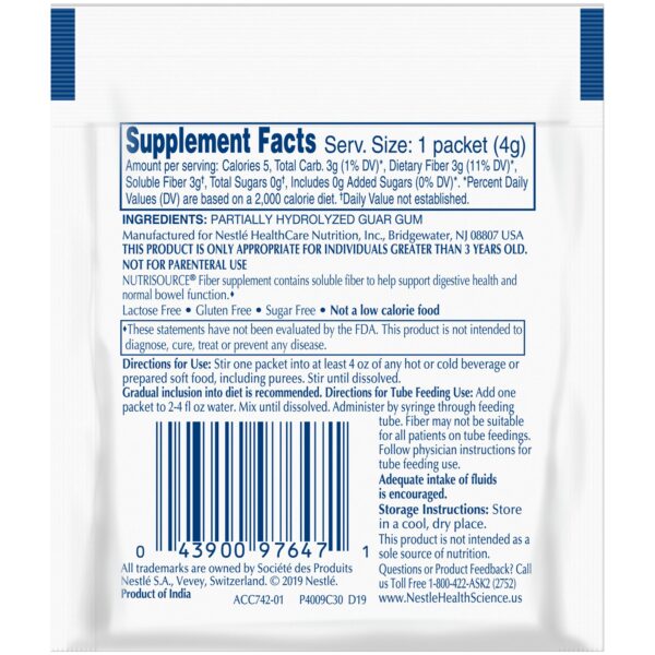 Nutrisource? Fiber Supplement - 4g Guar Gum Powder for Digestive Health, 75 Packets - Image 2