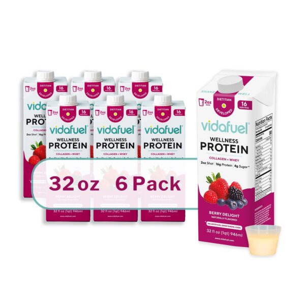 Vida Fuel Wellness Protein Drink with Collagen and Whey - Berry Delight Flavor, 16g Complete Protein, 2 oz Liquid Supplement - Image 10