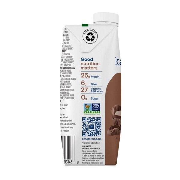 Kate Farms High Protein Chocolate Nutritional Shake - 11 oz. Oral Supplement, 12 Cartons per Case - Image 4