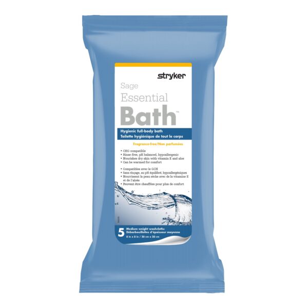 Essential Bath Rinse-Free Bath Wipes, Soft Pack – Fragrance-Free Full-Body Cleansing Cloths - Image 2