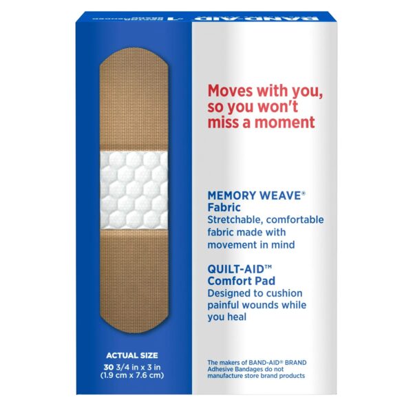 Band-Aid Flexible Fabric Adhesive Bandages - 3/4 x 3 Inches, Sterile, Tan, 30 Count - Image 2