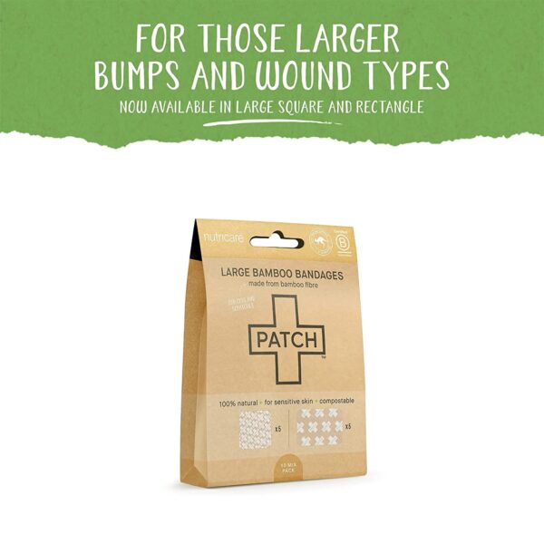 Patch* Bamboo Adhesive Bandages, 2 x 3 Inch and 3 x 3 Inch Sterile Assorted Sizes, Eco-Friendly and Hypoallergenic - Image 2