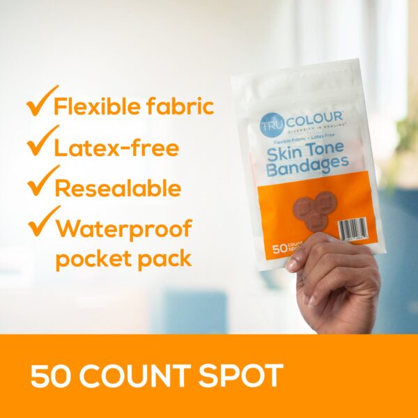 TruColour? Brown Adhesive Spot Bandages * Waterproof Fabric Wound Care (50 Pack) - Image 4