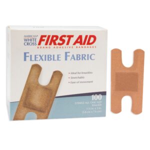 American White Cross Adhesive Bandages for Knuckles, 1-1/2 x 3 Inches, Sterile, Tan