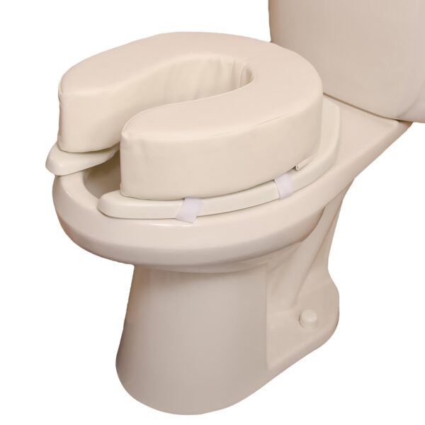 DMI Vinyl Toilet Seat Cushion with Foam Padding and Hook-and-Loop Straps - 12 1/2 x 16 Inches, White - Image 3