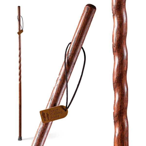 Brazos* Twisted Oak Trekker Handcrafted Walking Stick, 55-Inch, Red Oak with Traditional Handle and 250 lb Capacity - Image 4